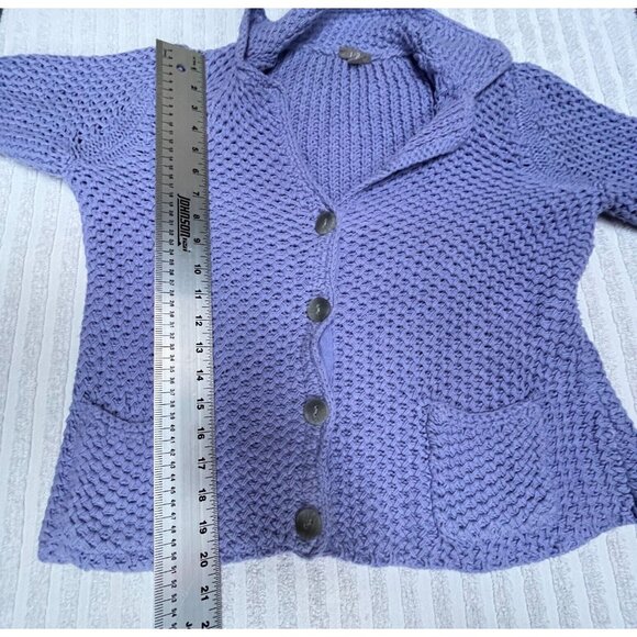 J. Jill Womens Open Knit Cardigan Sweater Small Pockets Lavender Button-Front - Picture 3 of 9